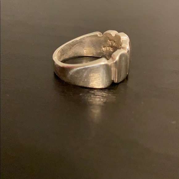 Rounded Geometric 925 Sterling Silver Ring Wide Band - Picture 5 of 9